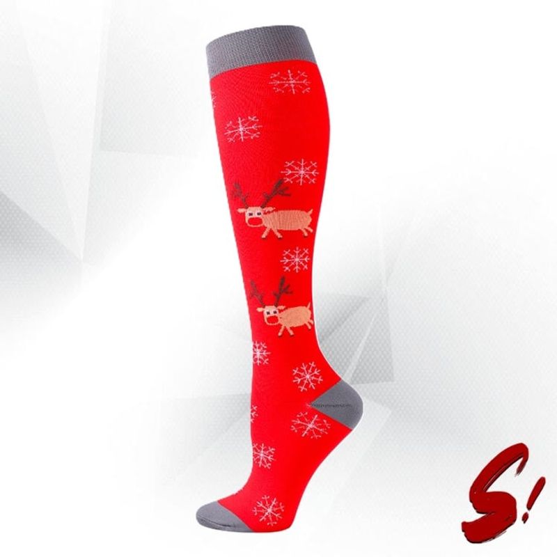 GENERICO - Medias de Compresión 20-30mmhg anti varices - Reno Rojo y Gris