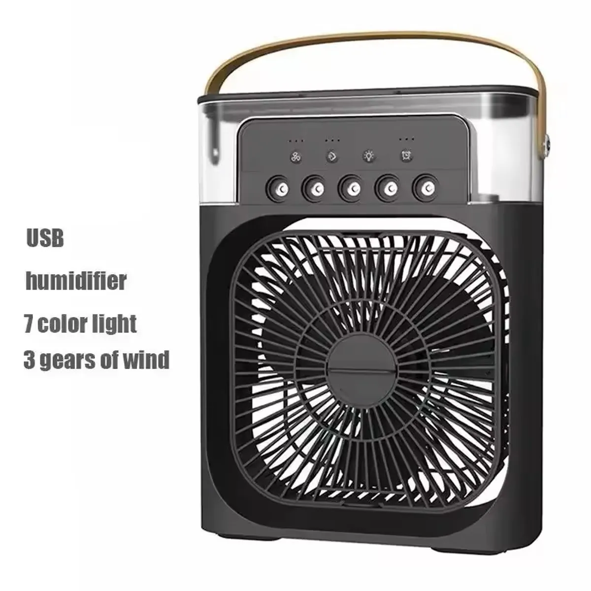 GENERICO - Ventilador Usb Portátil Led Con Humificador Negro