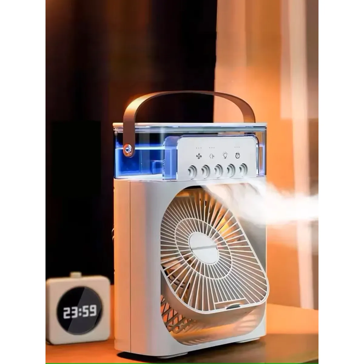 GENERICO - Ventilador Usb Portátil Led Con Humificador Azul