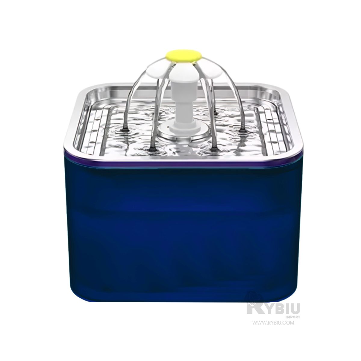 RYBIU IMPORT - Bebedero Cuadrado Automatico de Acero Inoxidable en Azul