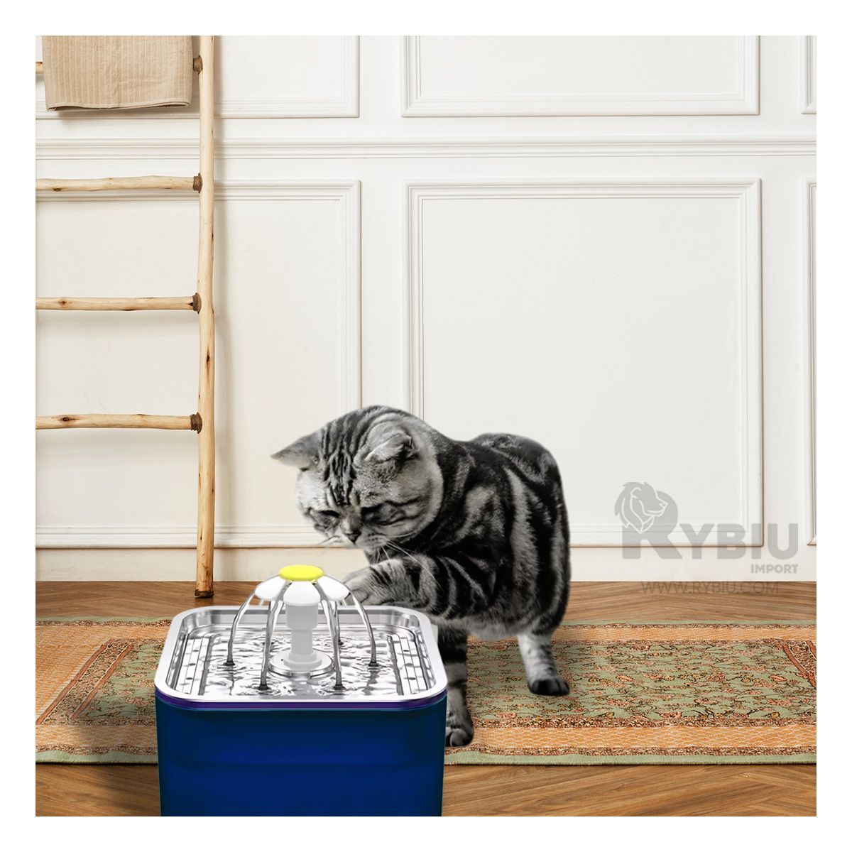 RYBIU IMPORT - Bebedero Inteligente de Acero en Azul Y+Regalo Stickers