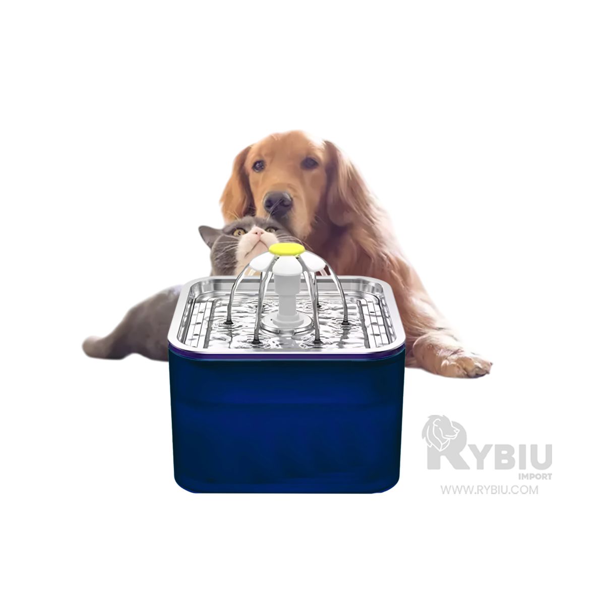 RYBIU IMPORT - Bebedero Inteligente de Acero en Azul Y+Regalo Stickers