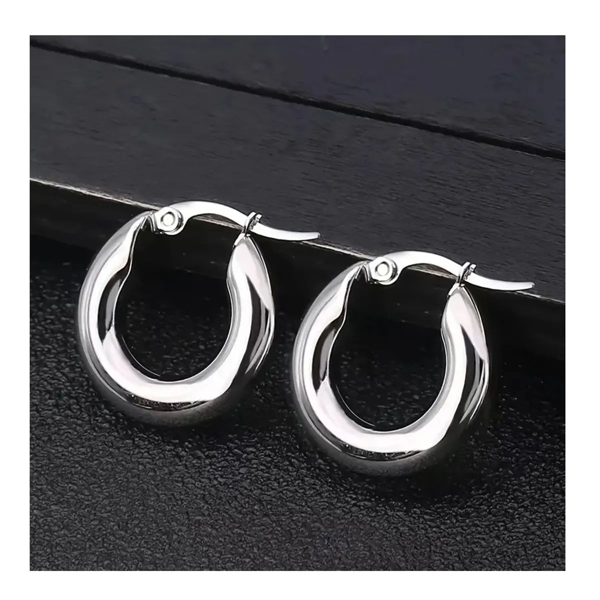 OEM - ARGOLLAS MUJER GRUESAS MEDIANA FINO ACERO INOXIDABLE x NAVIDAD