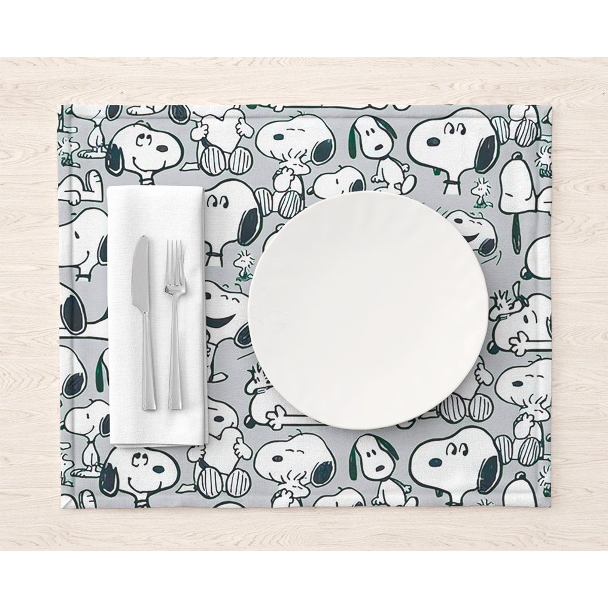 GENERICO - Set x 2 Individuales Snoopy Plomo