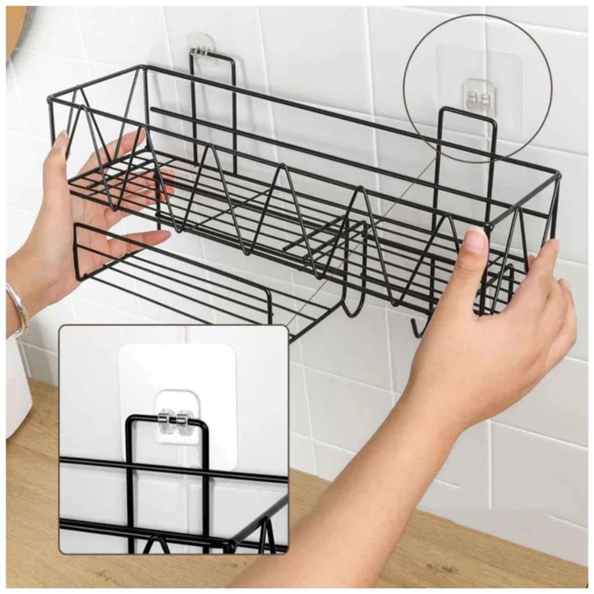 MINARI - Estante Organizador de Metal para Baño Elegante Negro 55C