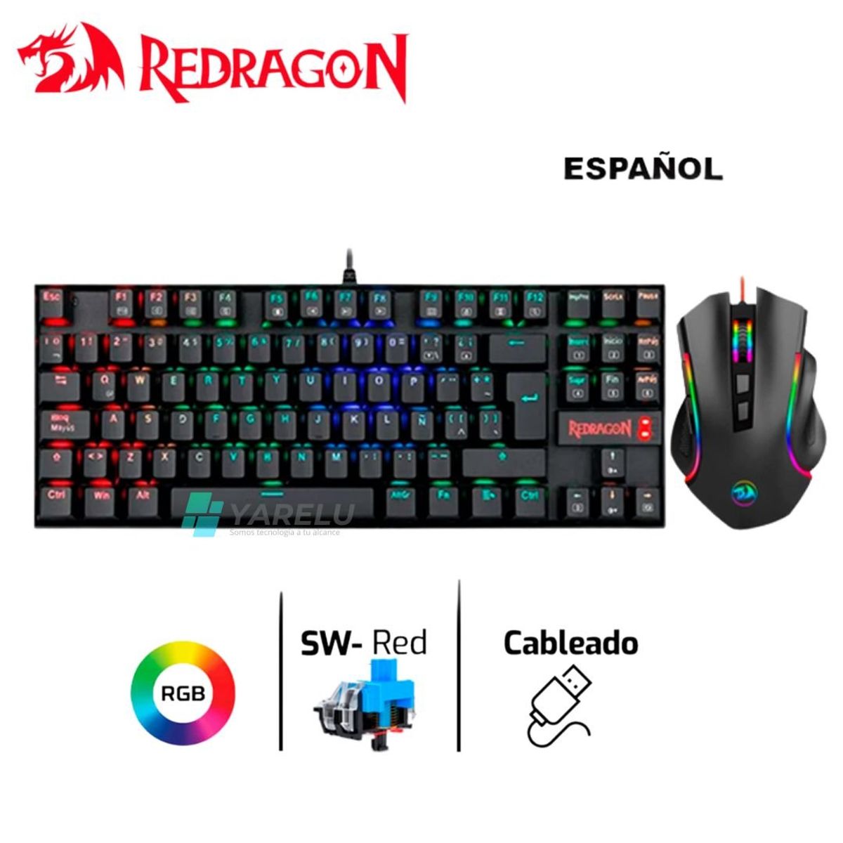 REDRAGON - Combo 2 en 1, KUMARA + GRIFFIN, K552RGB-BA-SP ,Spanish