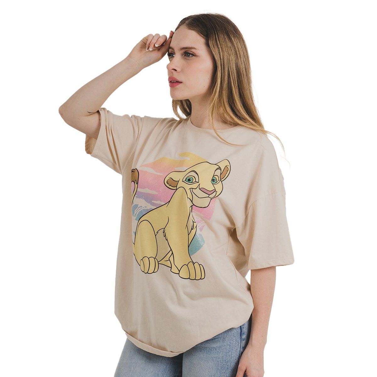 DISNEY - POLO OVERSIZE MC MUJER THE LION KING   VAINILLA