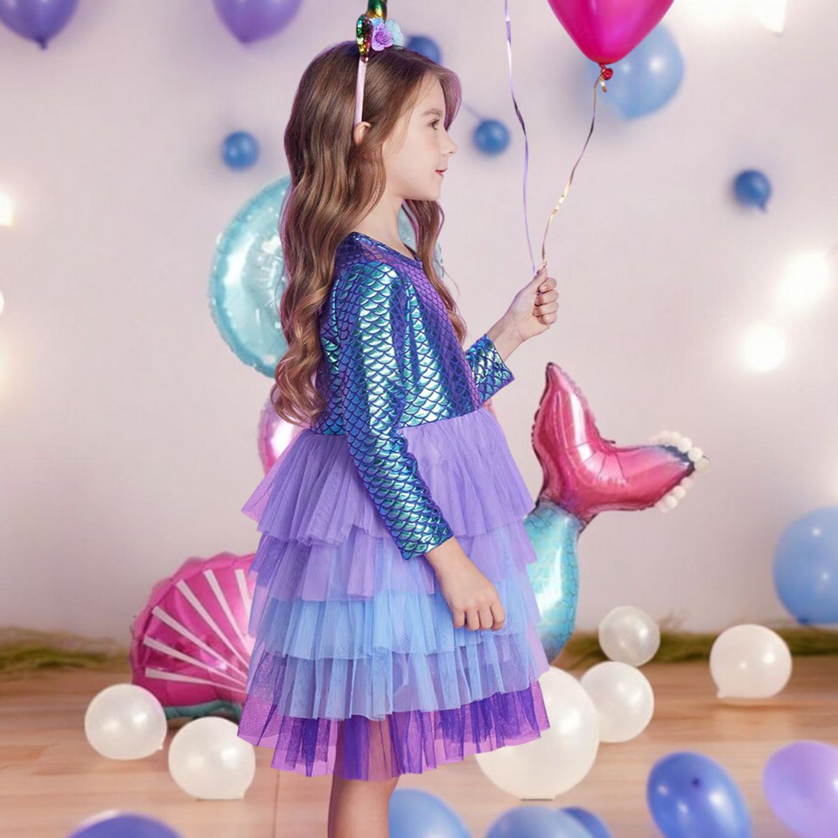 GENERICO - VESTIDO DE NIÑA SIRENA MULTICOLOR