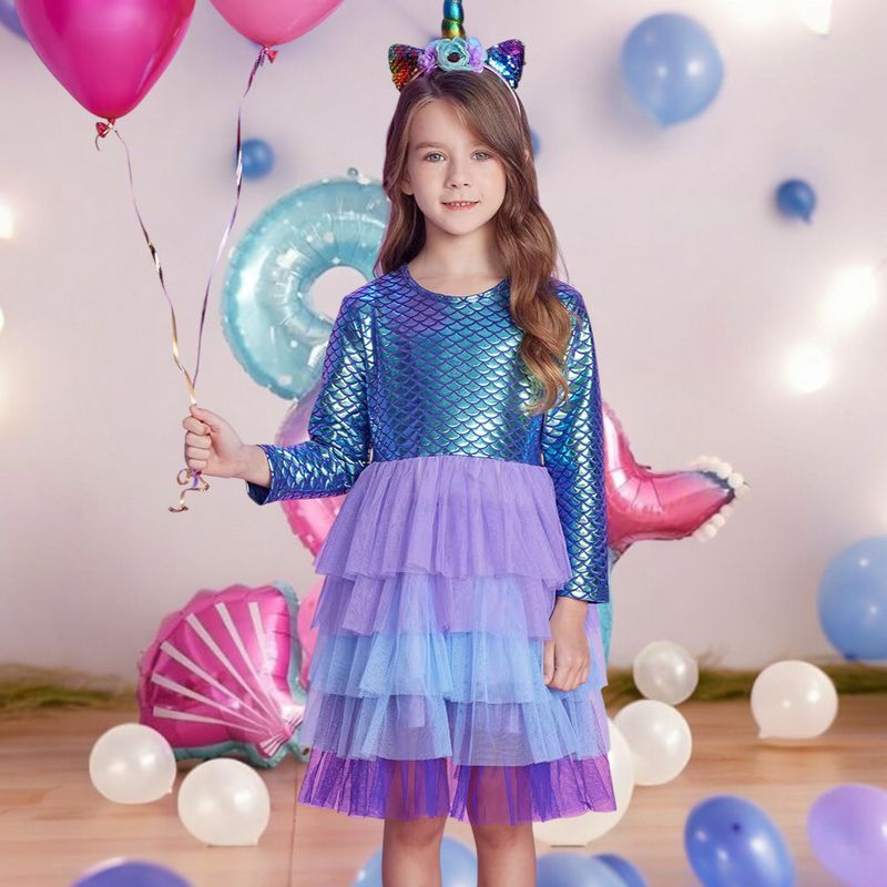 GENERICO - VESTIDO DE NIÑA SIRENA MULTICOLOR