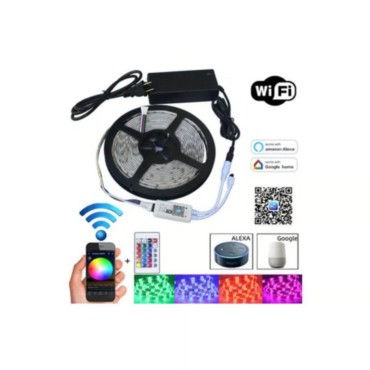 GENERICO - CINTA TIRA LED RGB WIFI CON MUSICA X 5M BLUETOOTH CELULAR SMART LED