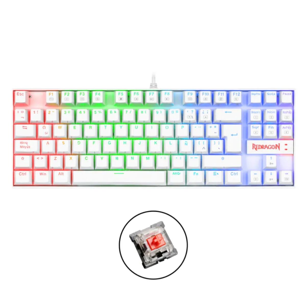 REDRAGON - Teclado Redragon KUMARA WHITE K552W-RGB Red Switch Español