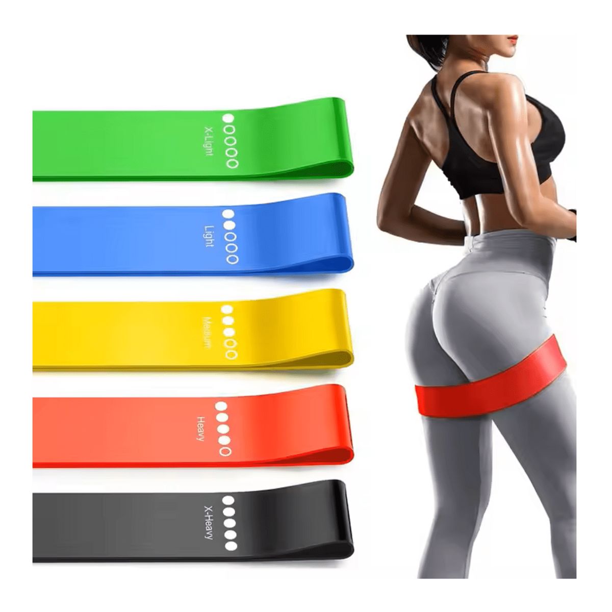 GENERICO - Set de 5 Bandas Elásticas cerradas de Resistencia por nivel