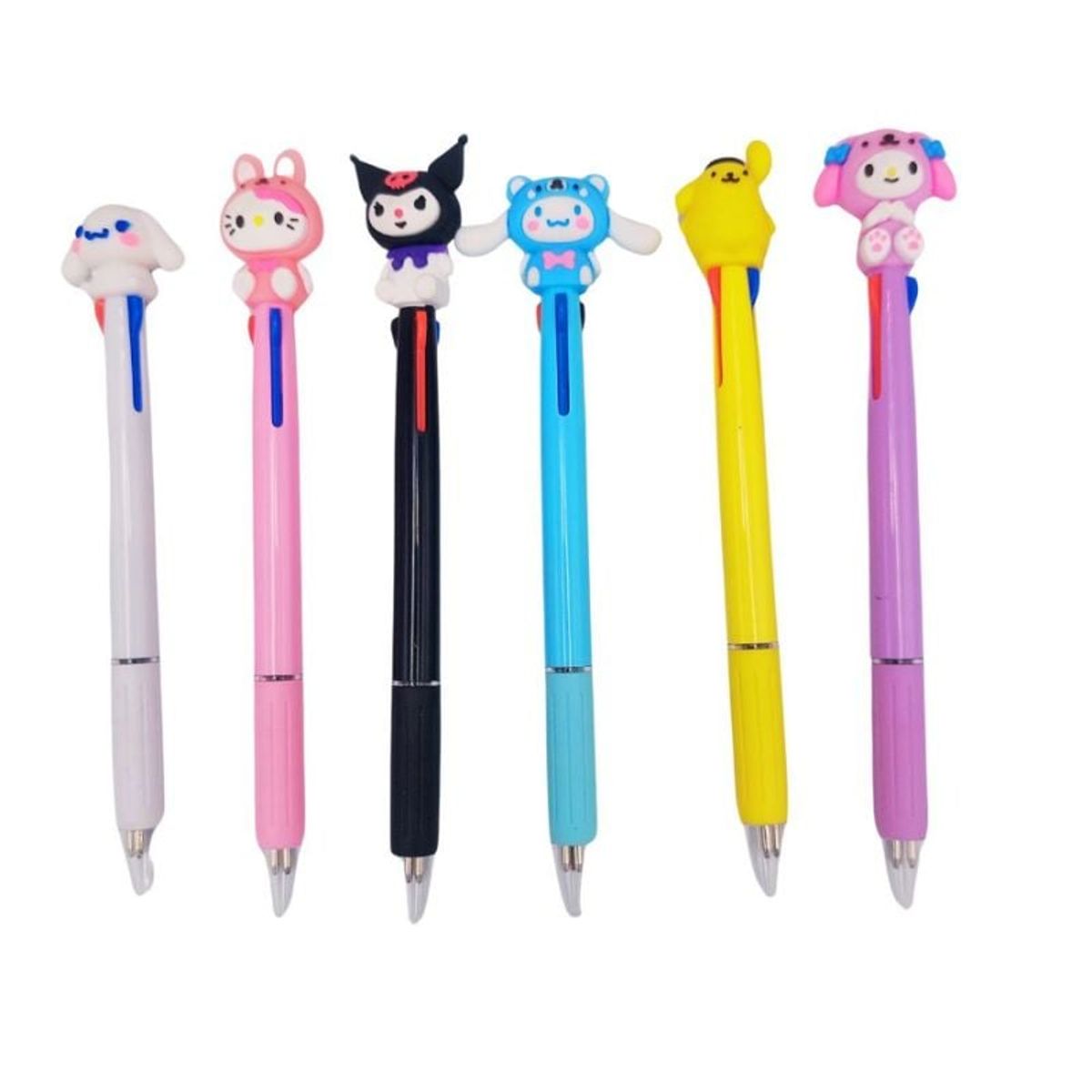 GENERICO - Pack de 6 Lapiceros de Colores Amigos de la Gatita Coqueta