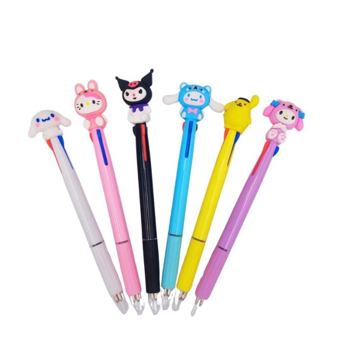 GENERICO - Pack de 6 Lapiceros de Colores Amigos de la Gatita Coqueta