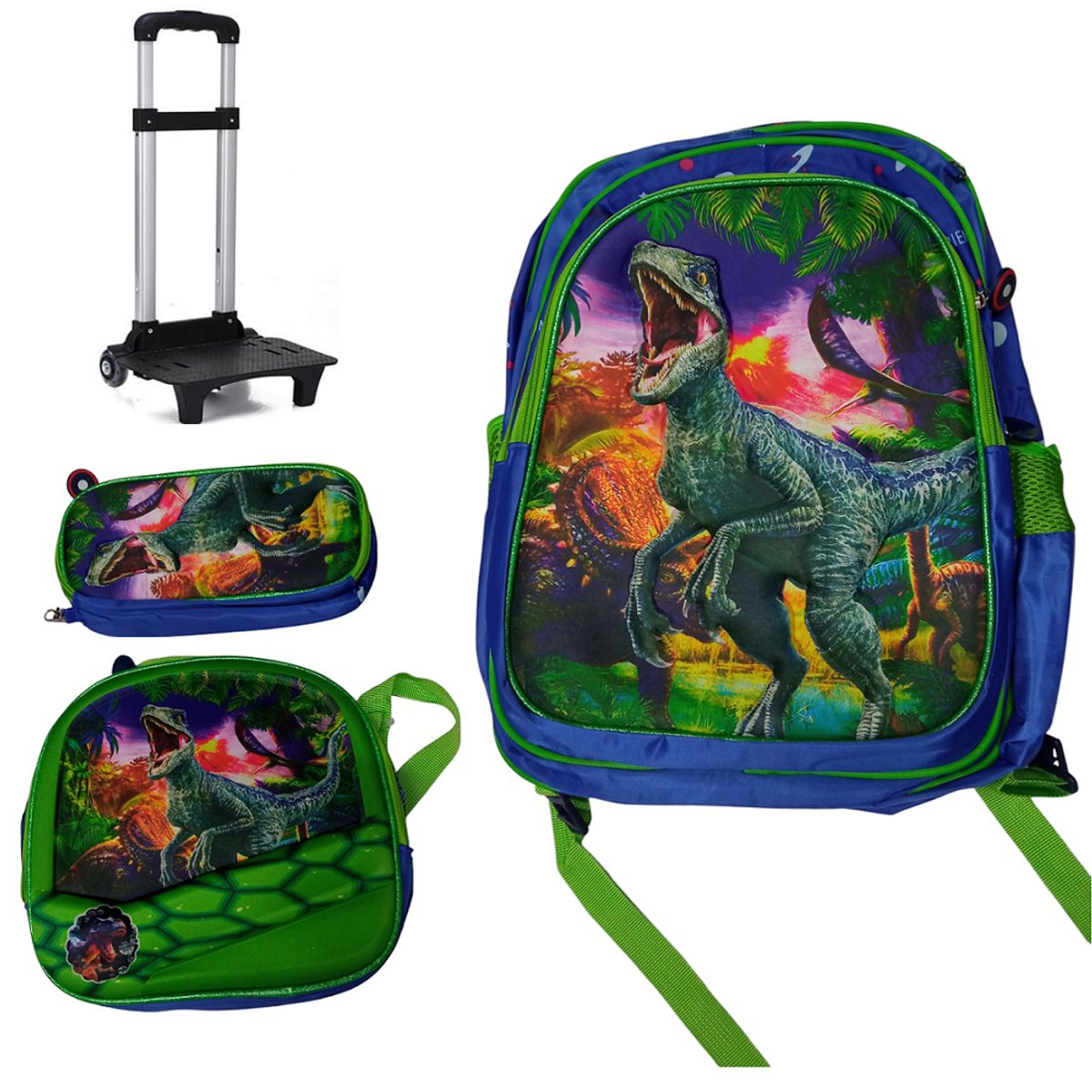 GENERICO - Juego de mochila 4pcs escolar con base de rueda y relieve 3D - Niños