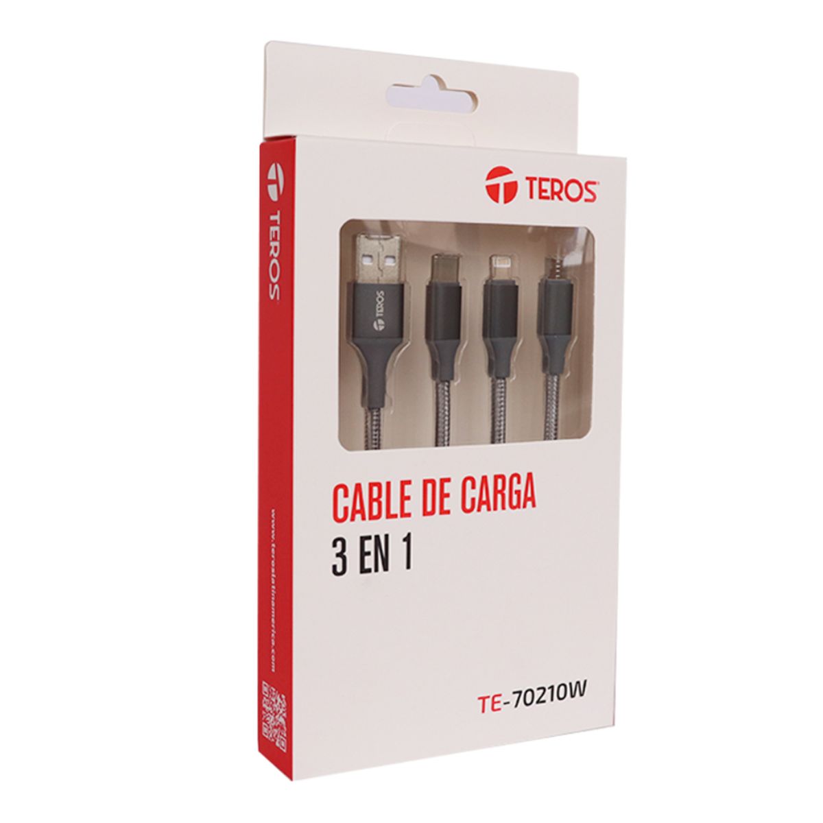 TEROS - Cable USB Tipo A a Tipo C  Lightning  micro USB GRIS TEROS TE-70210W