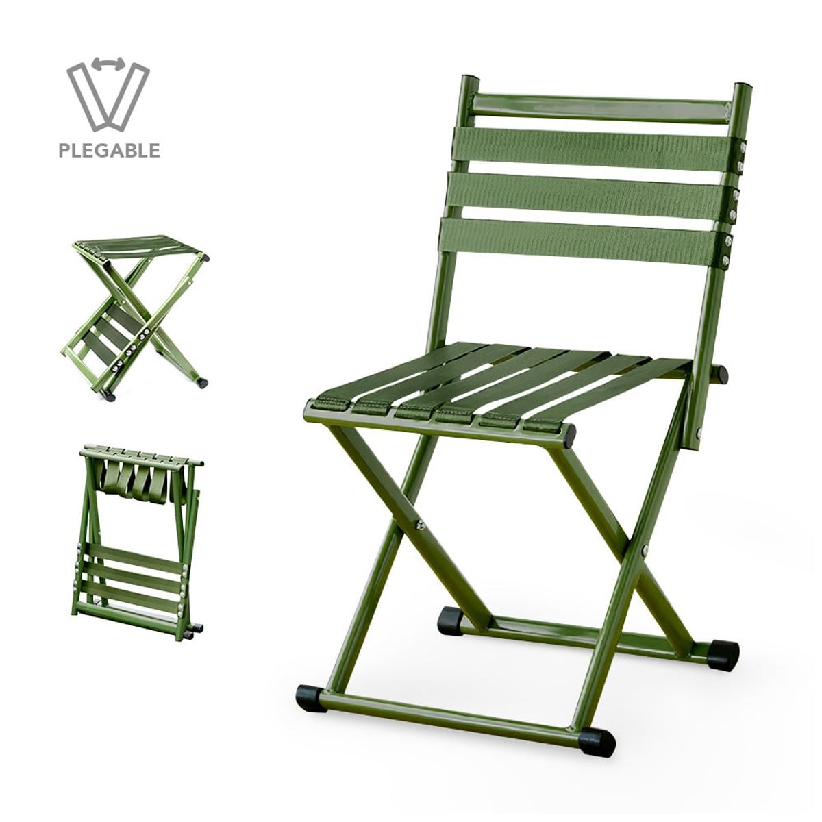 KELLER - Silla Plegable 2en1 para Playa Jardín Camping Verde DD4