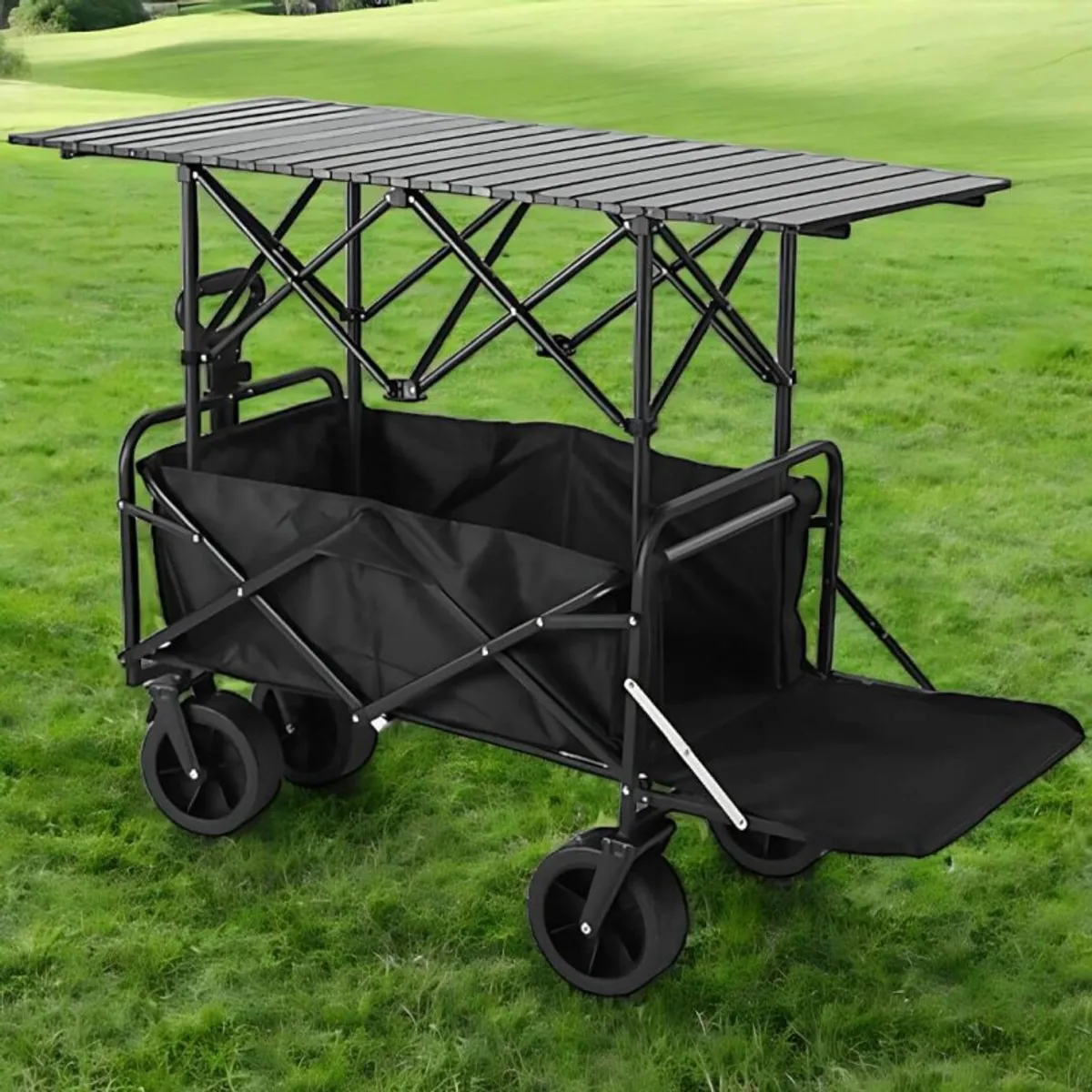 AURELA - AllTrek - Carrito plegable con ruedas de 8 pulgadas todo terreno y mesa de campamento integrada