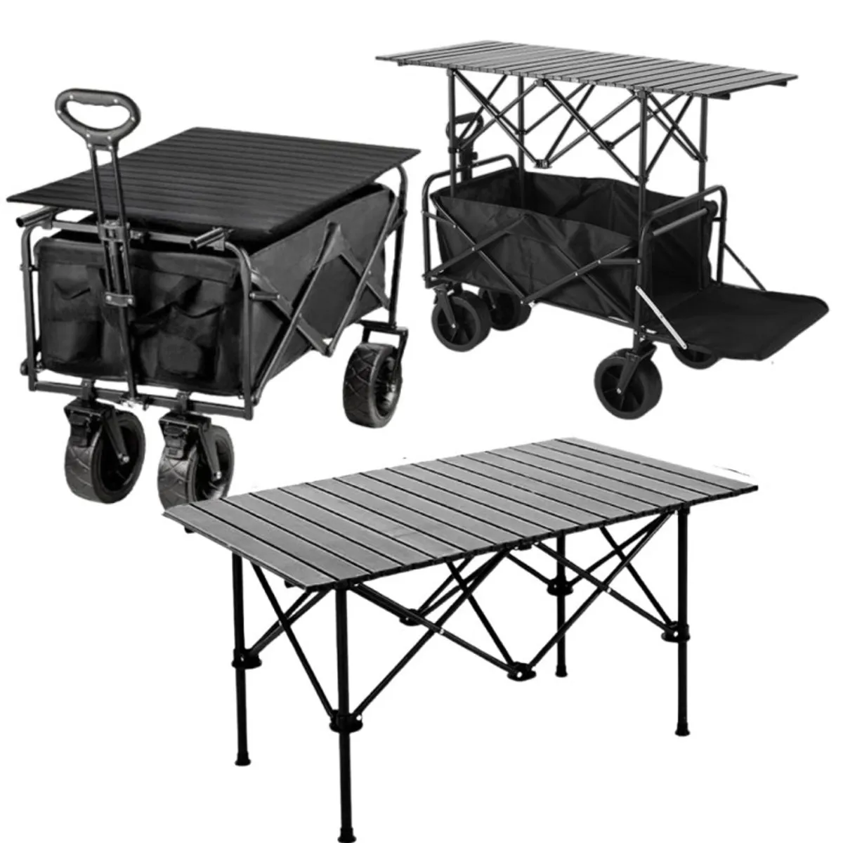 AURELA - AllTrek - Carrito plegable con ruedas de 8 pulgadas todo terreno y mesa de campamento integrada