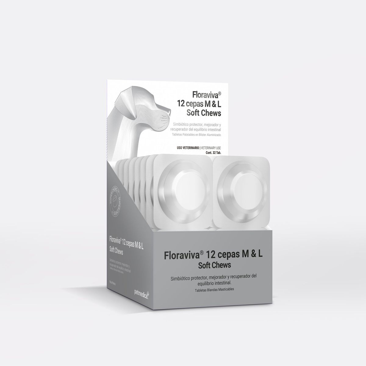 AGROVET - PROBIÓTICO PARA PERROS GRANDES FLORAVIVA SOFT CHEWS X 32 TAB