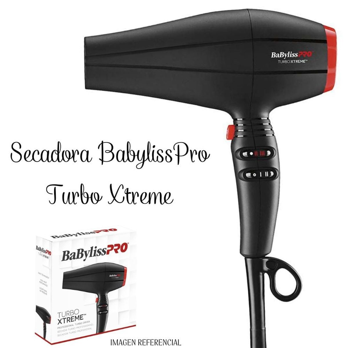 BABYLISS PRO - Secadora Babyliss Pro Profesional Ionico Turbo Xtreme B9400PE