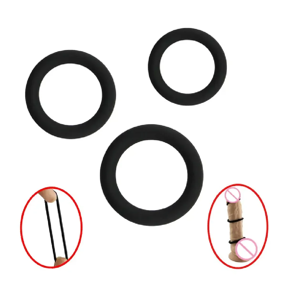 DR PINKY - Anillos para Pene Retardante Sexual Kit de 03 CockRings de Silicona