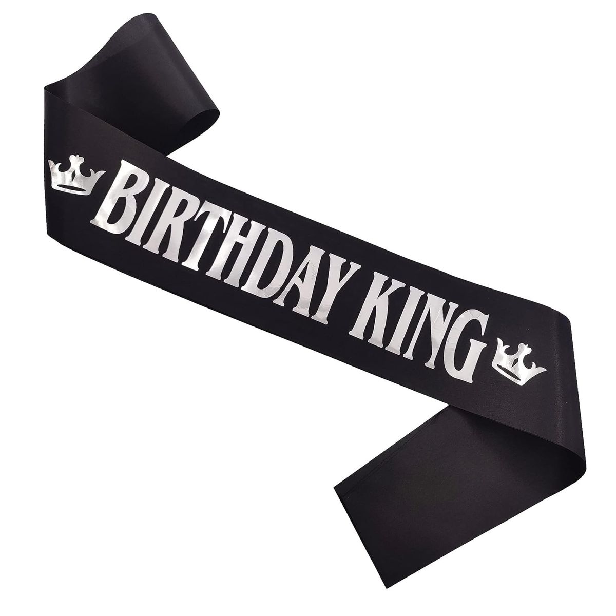 GENERICO - Banda cumpleaños para hombre Birthday King negro y plateado