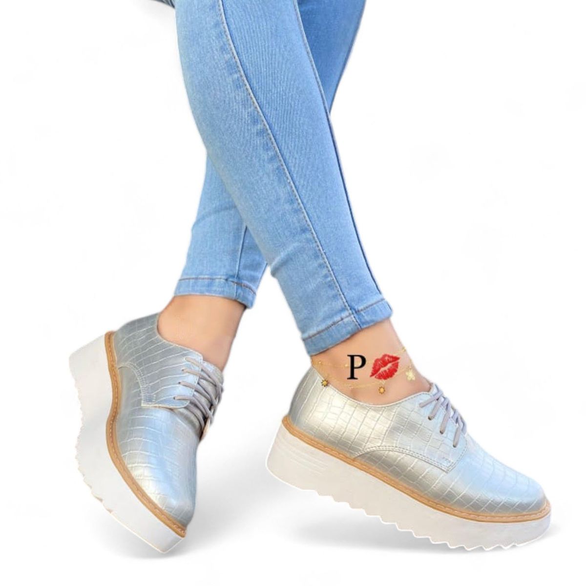 GENERICO - Mocasin mujer casual RELAXLABRADO 1299P-45 color plata