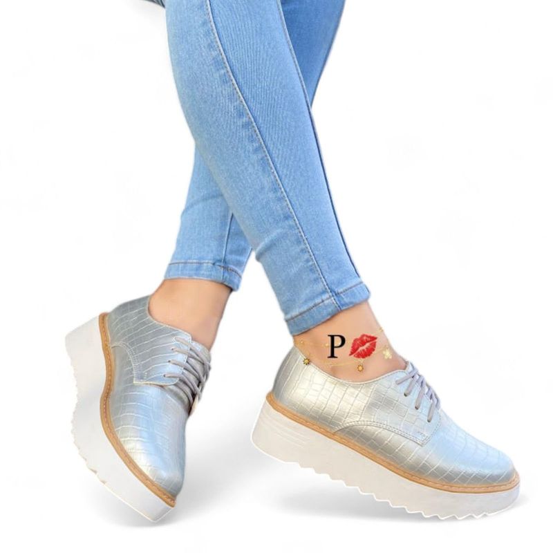 GENERICO - Mocasin mujer casual RELAXLABRADO 1299P-45 color plata