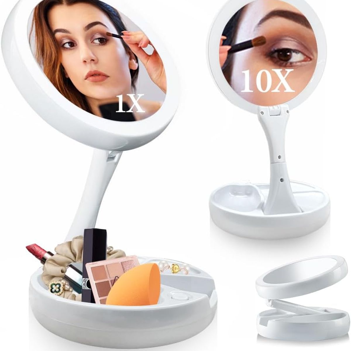 GENERICO - Espejo de Maquillaje con luz led y aumento 10x 1x