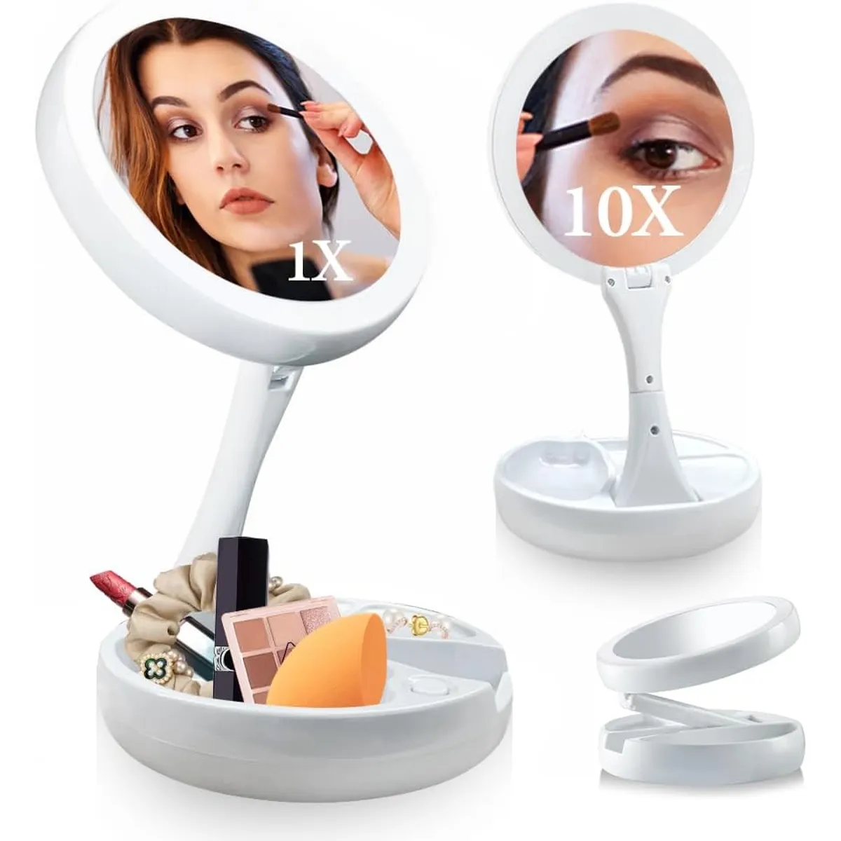 GENERICO - Espejo de Maquillaje con luz led y aumento 10x 1x