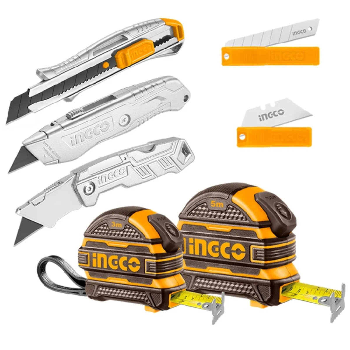 INGCO TOOLS - Cutter Cuchilla y Winchas Cintas métricas de 3 y 5 M INGCO