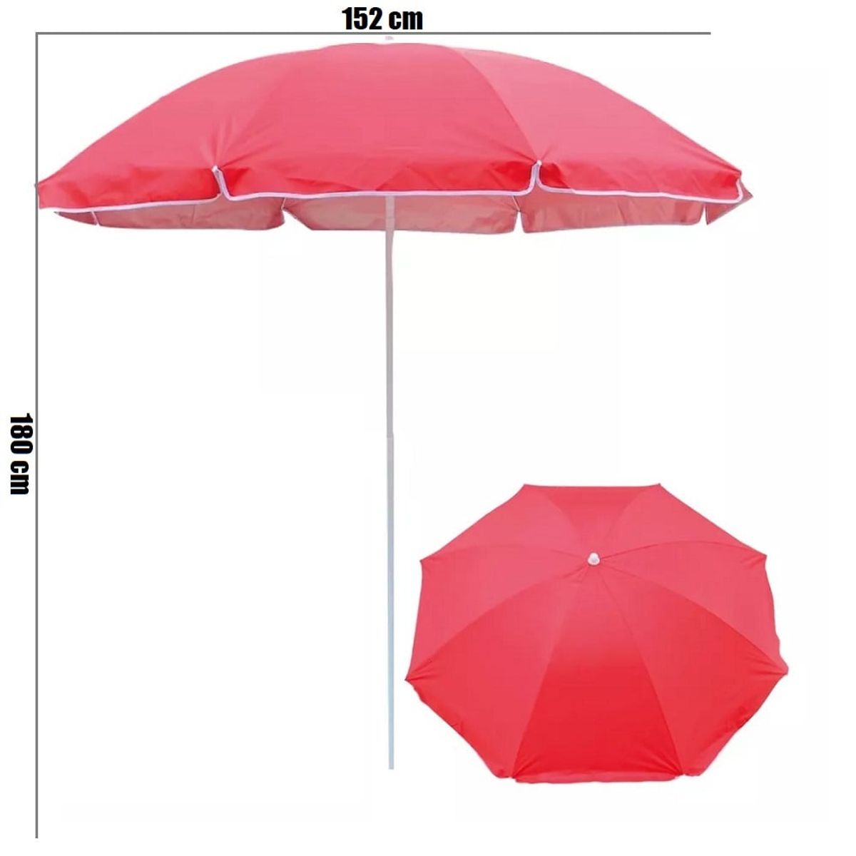 GENERICO - Sombrillas para playa o piscina 152cm diámetro Rojo