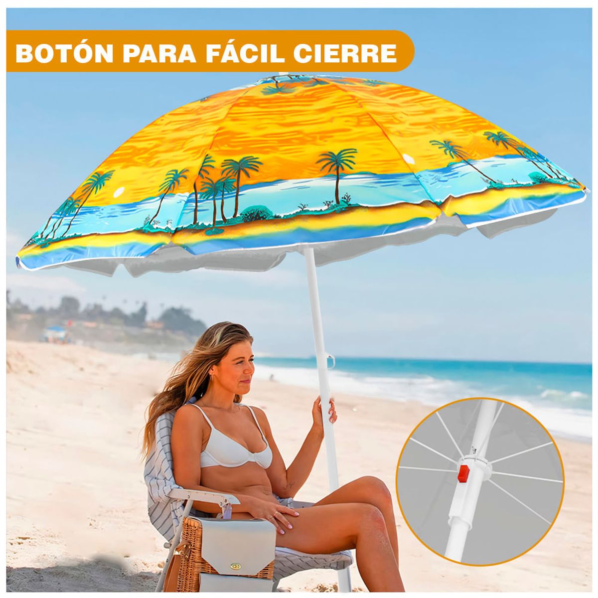 Sombrillas para playa o piscina 152cm diámetro Amarillo, marca GENERICO - Foto 2