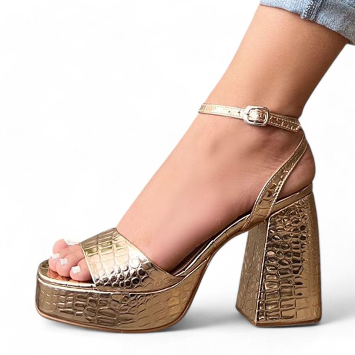 GENERICO - Sandalia Mujer Yomar Labrado Taco 9 2086L-65 Mujer Yomar Dorado