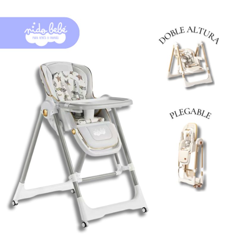 GENERICO - Silla De Comer doble altura plegable Trix Gris claro