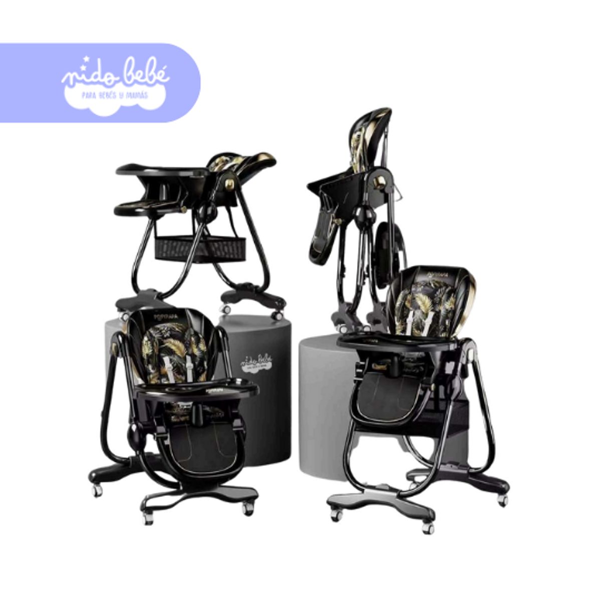 GENERICO - Silla De Comer doble altura plegable Yammy black