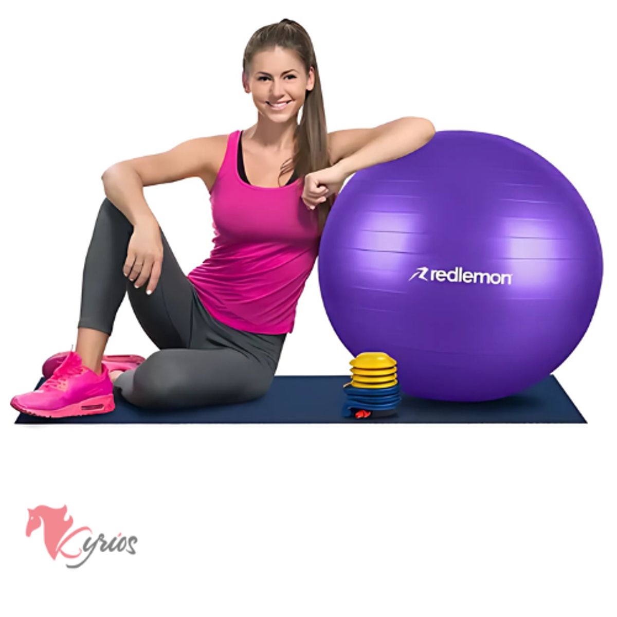 NO LOGO - PELOTA DE YOGA DE 75 CM COLOR MORADO + INFLADOR