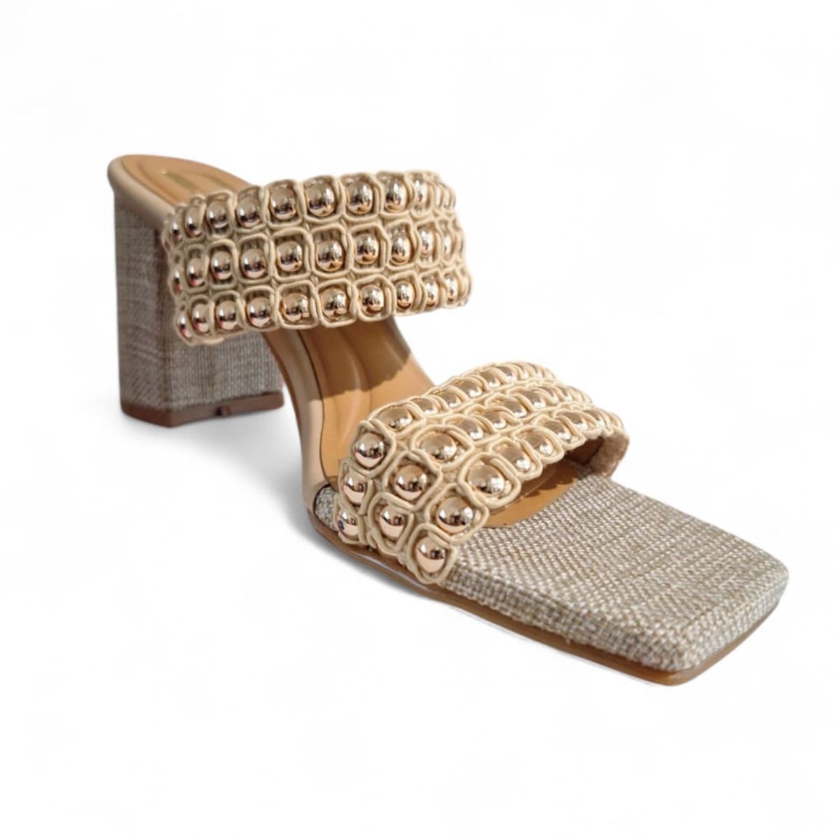 GENERICO - Sandalia Mujer Yomar Perlas Taco 7 Forrado Especial Color Beige