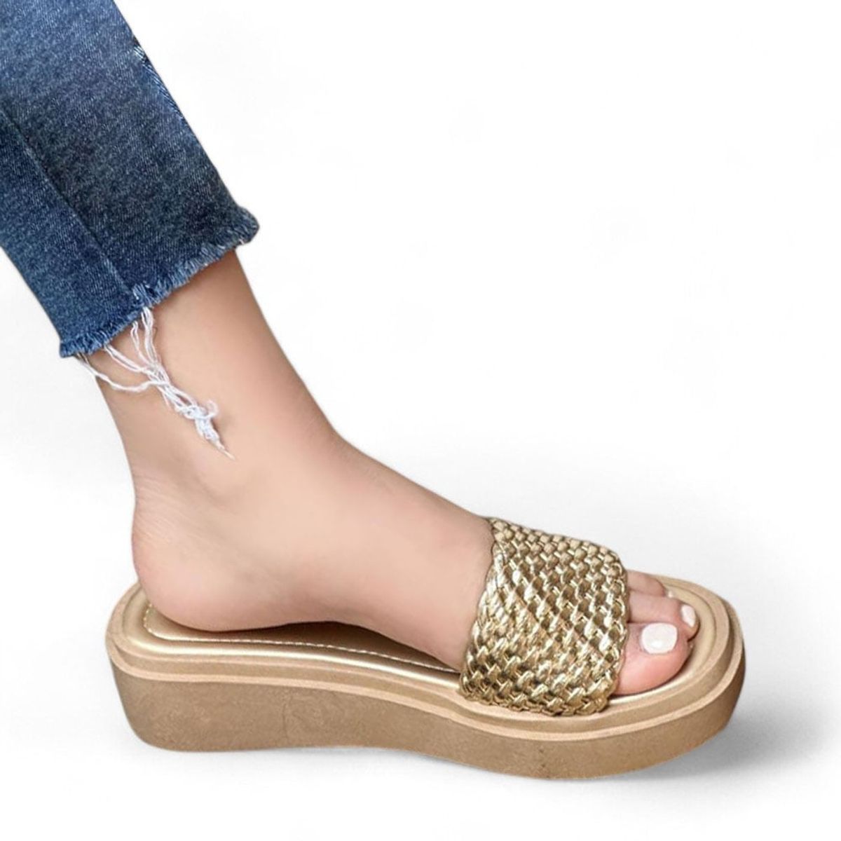 GENERICO - Sandalia mujer trenzado 2086L-43 color dorado.-