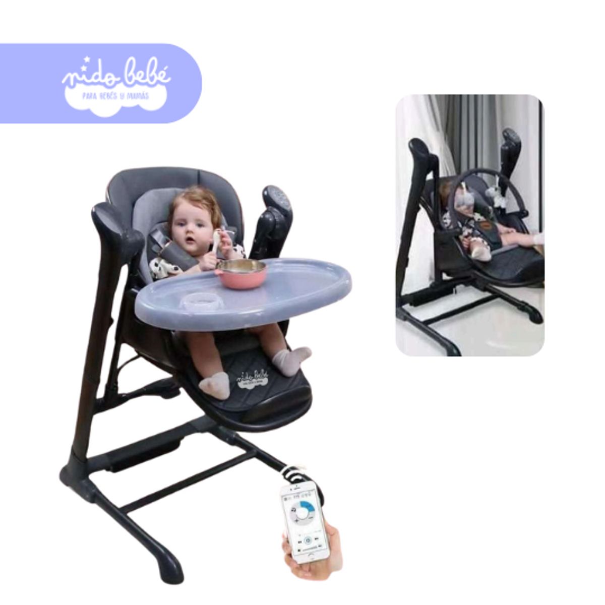 GENERICO - Silla De Comer doble altura plegable NIDO BEBE PLUS