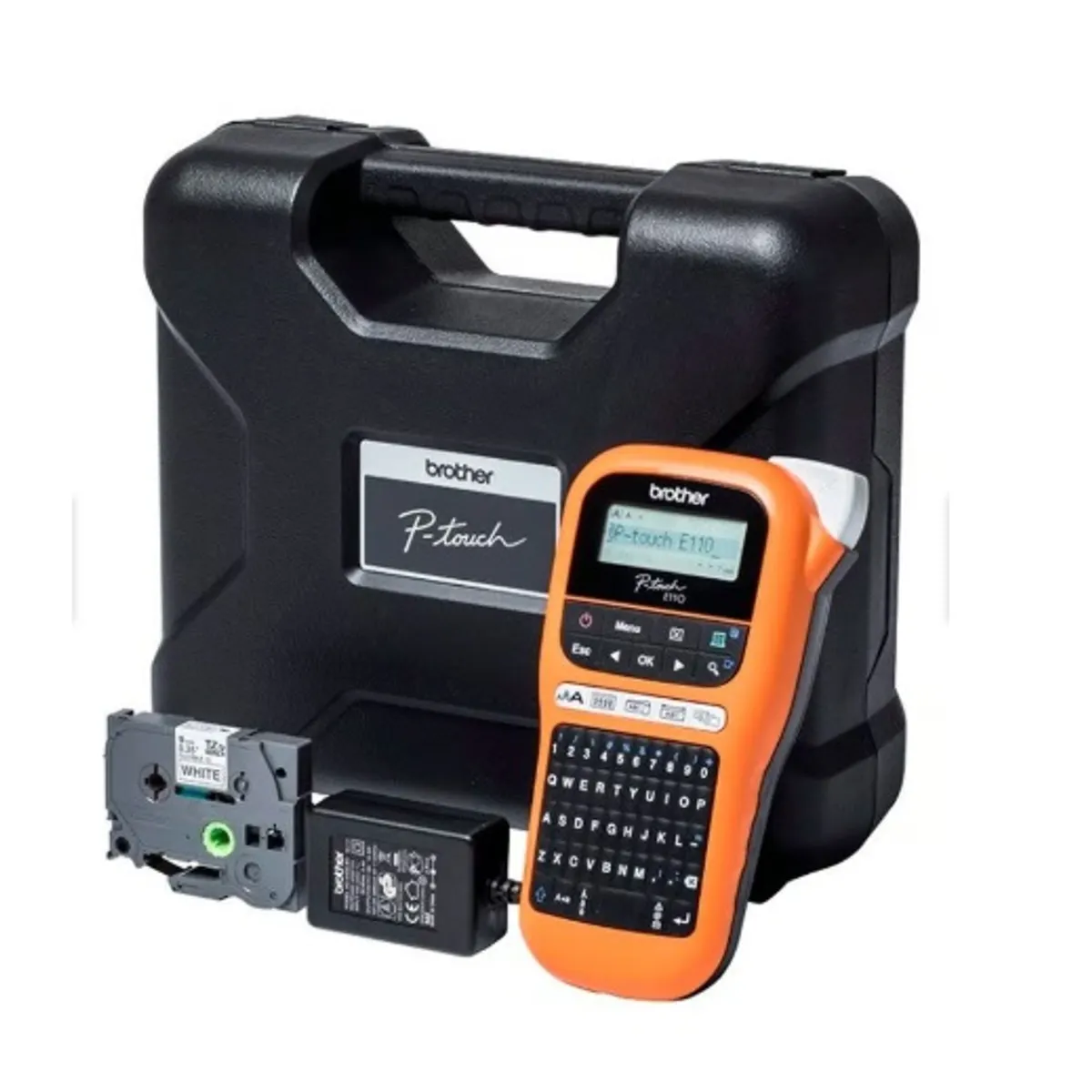 BROTHER - Rotuladora Portatil Brother PT-E110VP Con Maletin 20MMS NegroNaranja