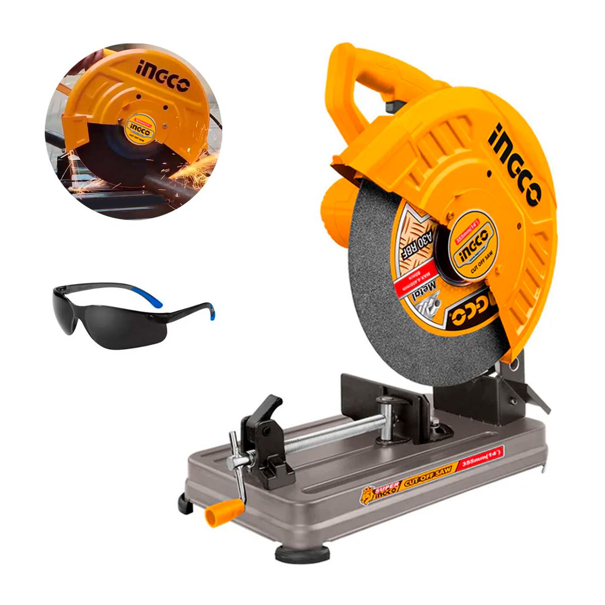 INGCO TOOLS - TRONZADORA 2200W INGCO CORTADORA METAL INDUSTRIAL + LENTE PROTECTOR
