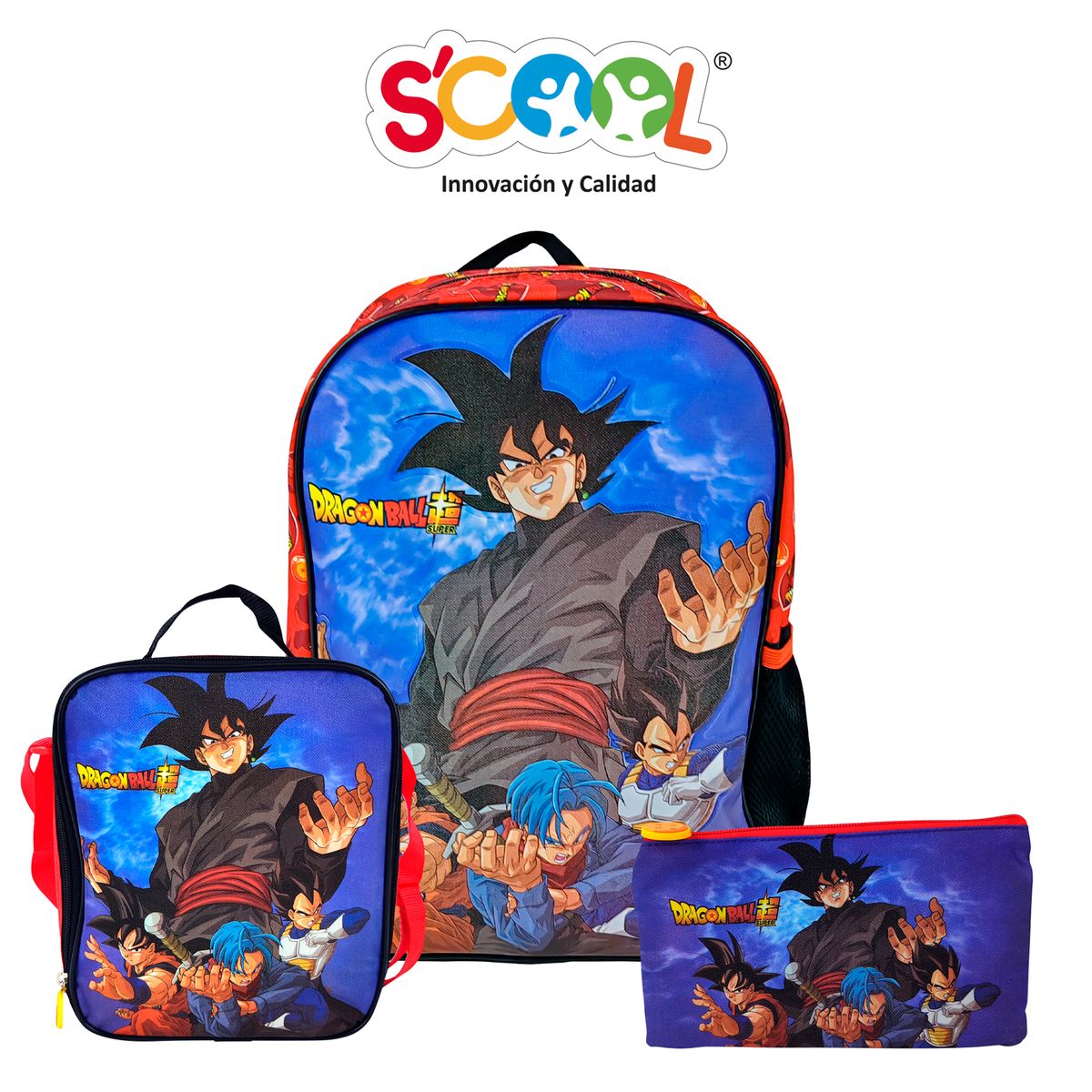 SCOOL - PACK DE MOCHILA  LONCHERA Y CARTUCHERA DRAGON BALL