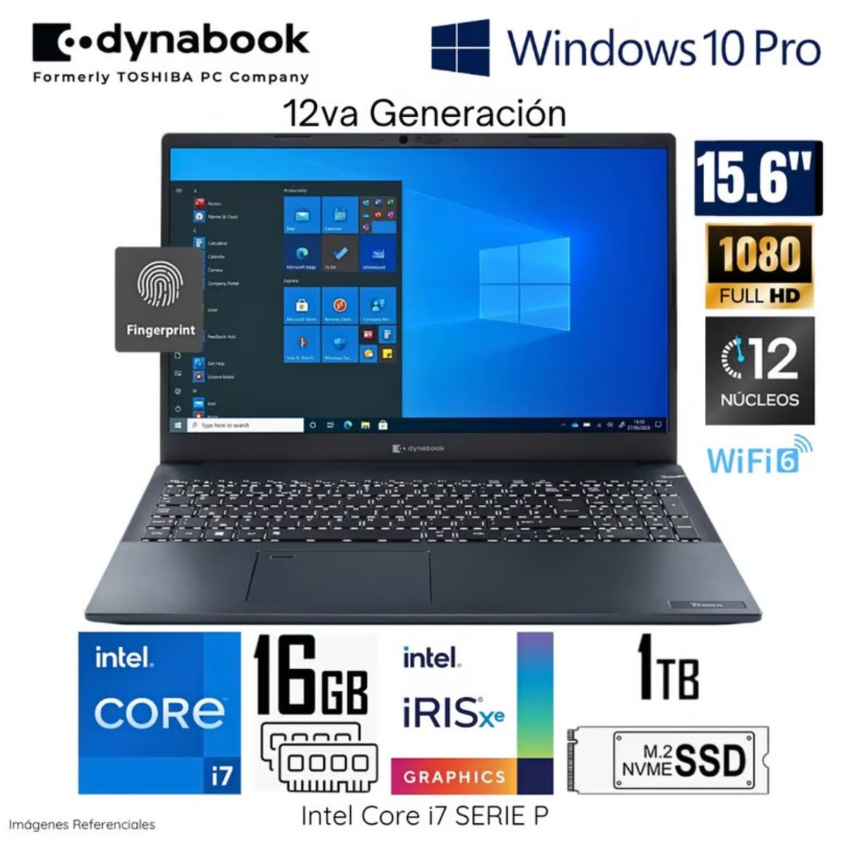 DYNABOOK - Laptop Dynabook Tecra Intel Corei7-1260P 16GB RAM 1TB SSD 15.6" FHD WIND 10 PRO A 50K PML20U139011