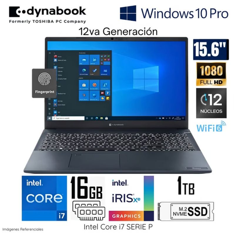 DYNABOOK - Laptop Dynabook Tecra Intel Corei7-1260P 16GB RAM 1TB SSD 15.6" FHD WIND 10 PRO A 50K PML20U139011