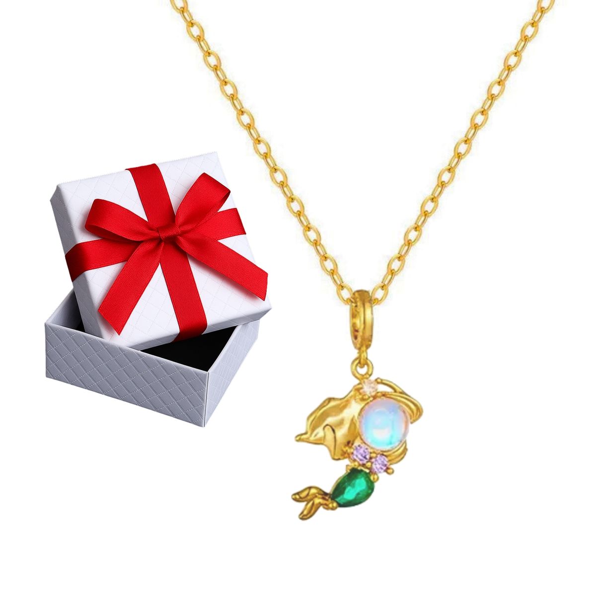 GENERICO - Collar Princesa Sirenita Regalo Niña Cumpleaños Joya Acero