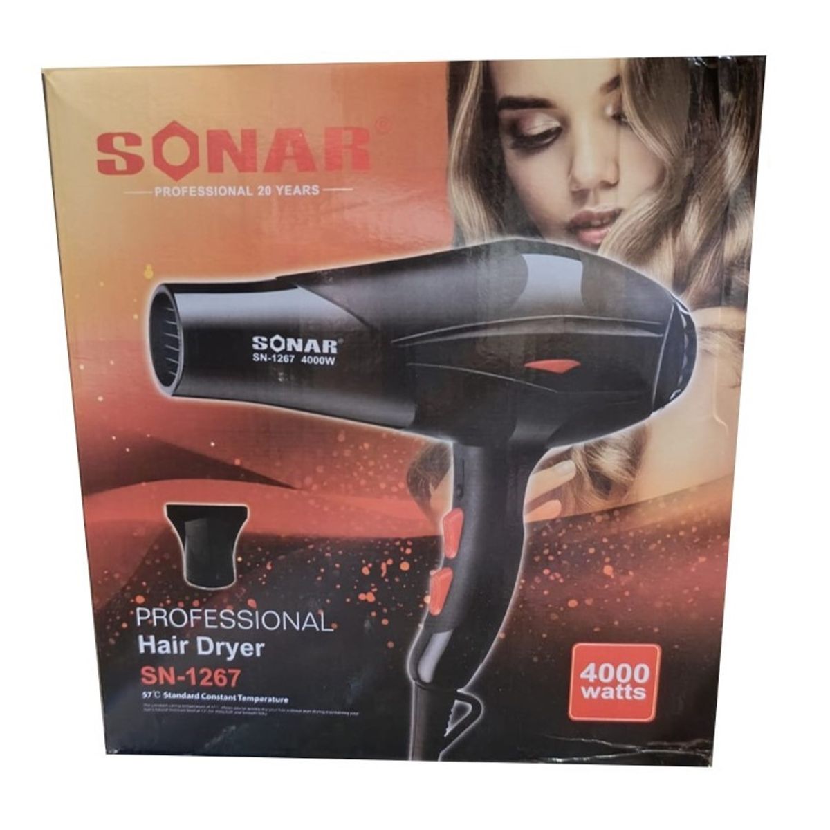 SONAR - Secadora de Cabello SONAR 4000 Watts Profesional SN-1267 Negro