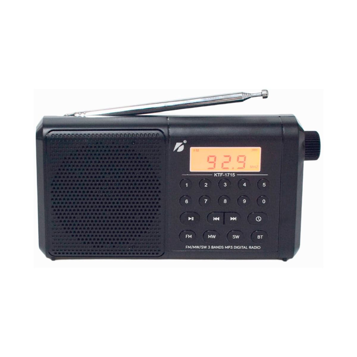 GENERICO - Radio Bluetooth FM Portátil con Reloj Digital y Parlante Recargable