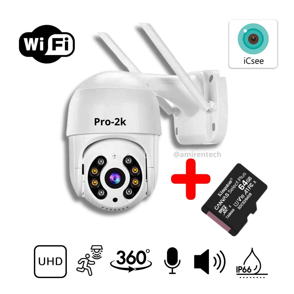 GENERICO - Camara Wifi Pro 2K + Memoria de grabacion